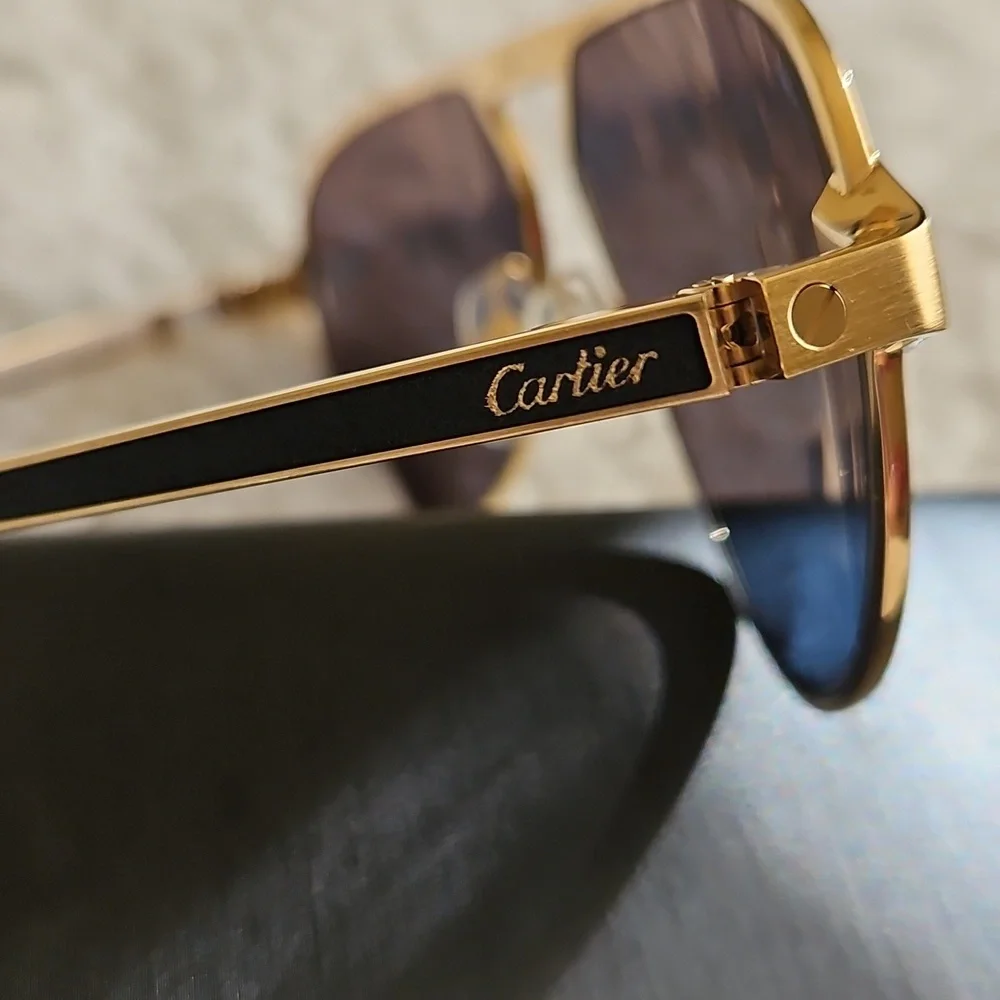 Cartier Gold Frame Sunglasses with Dark Lenses